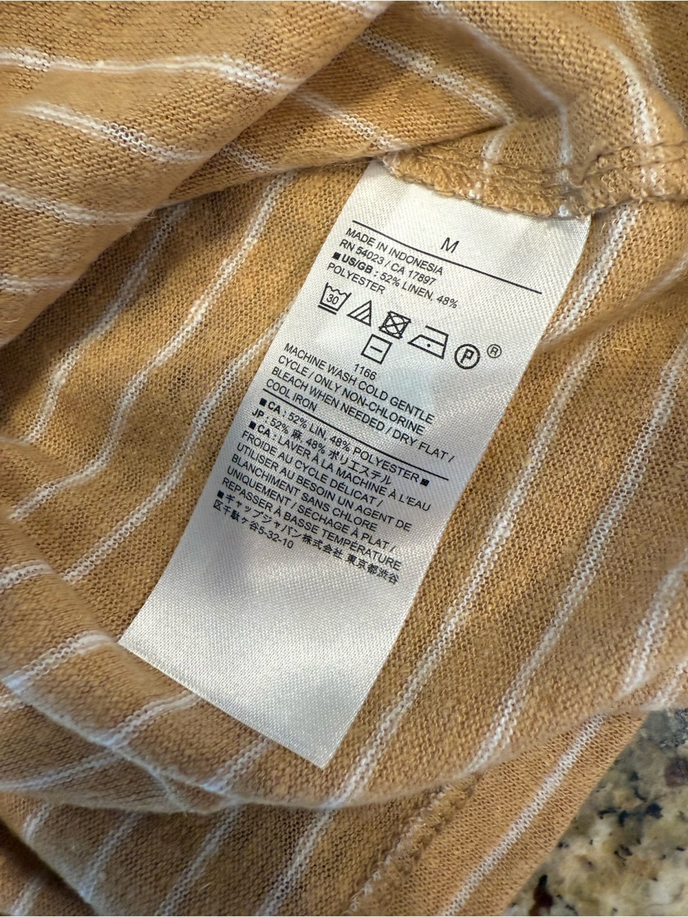 Banana Republic Factory linen blend tan white striped tee SZ M - Picture 7 of 12